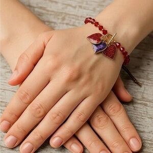 Elegant Red and Purple Heart Bracelet